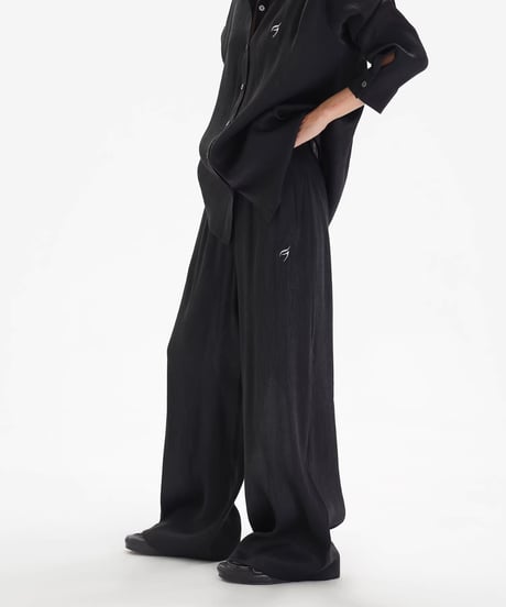 Loose Satin Texture Shirt & Pants Setup  / 2colors