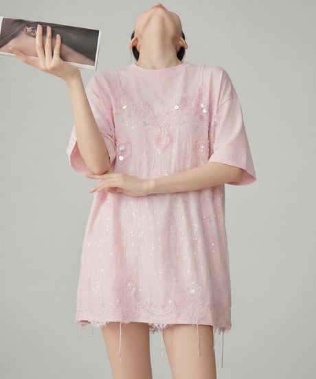 Camisole Layered-Style Lace T-Shirt