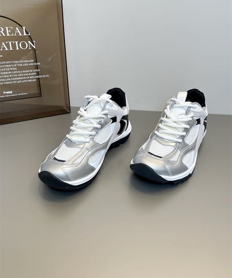 Contrast Mesh Lace-up Sneakers / 3colors