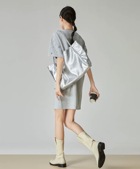Rhinestone T-shirt Dress  / 2colors