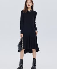 Flare Design Long-Sleeve Knit Dress