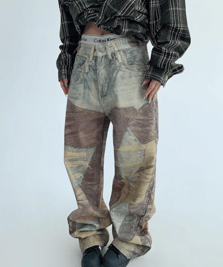 Vintage Patchwork Denim Pants