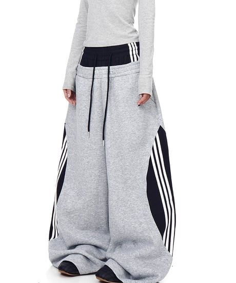 Layered Wide Sweat Track Pants / 2colors