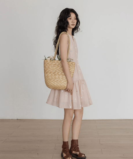 Sleeveless Tiered Shirt Dress  / 3colors