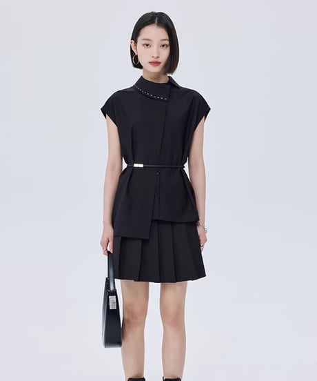 Asymmetric Minimalist Belted Shirt