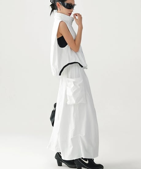 Urban Utility Zip Vest & Cargo Skirt Set / 3colors