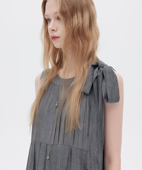 Twill Texture Switch Gather Dress