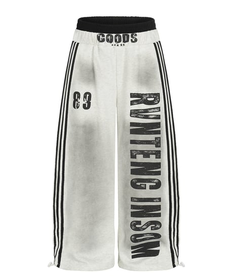 Double-waist Layered Lettering Sweat Pants / 2colors