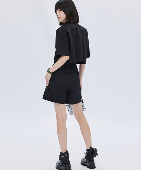 Cropped Short-Sleeve Shirt & Wide Shorts Setup