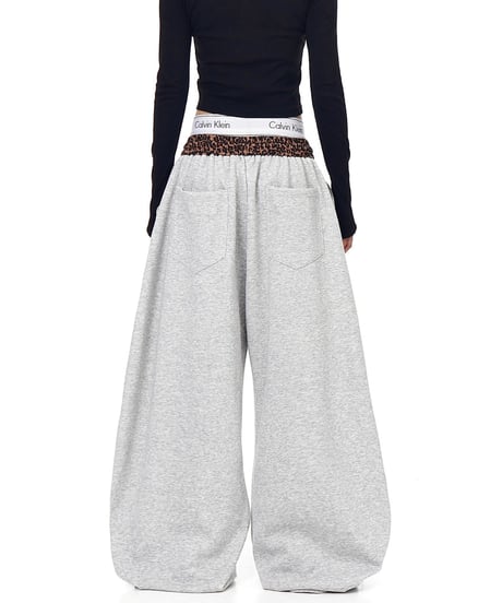 Leopard Waist Wide Sweat Pants