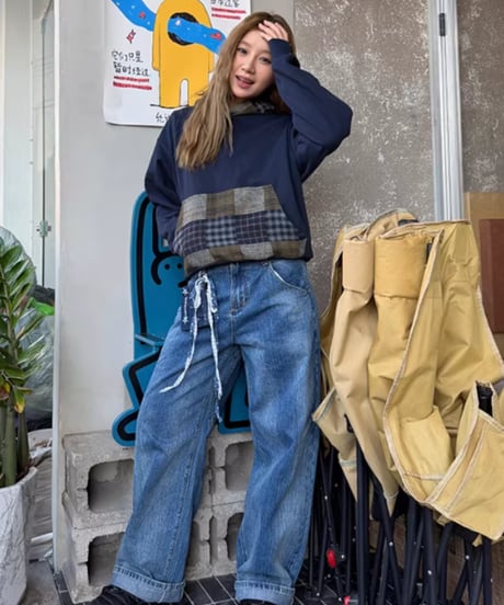 Vintage Wash Loose Wide Denim Pants
