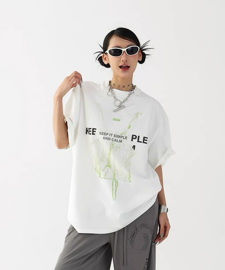 Abstract Flame Print Oversized T-Shirt / 2colors
