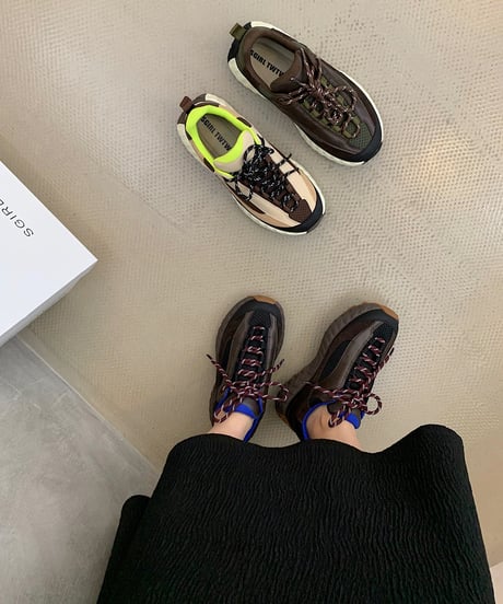 Color Block Lace-Up Sneakers / 3colors