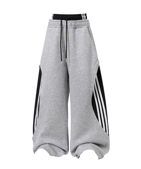 Layered Wide Sweat Track Pants / 2colors