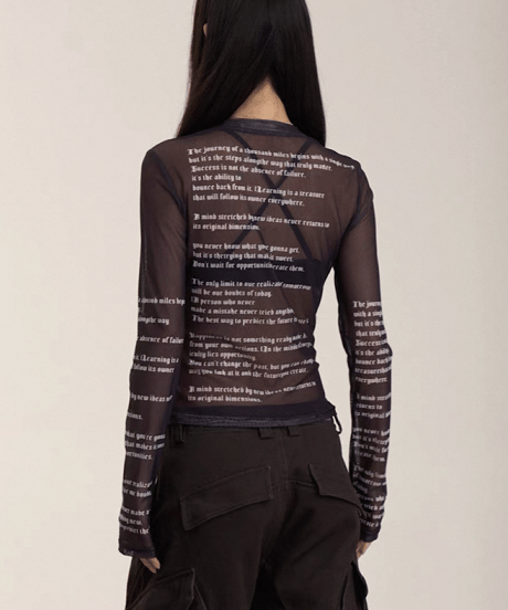 Sheer Lettering Long Sleeve Top / 2colors