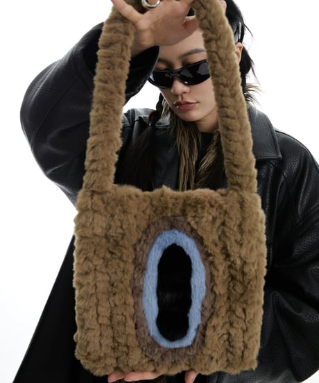 Fluffy Eco Fur Circle Design Mini Bag