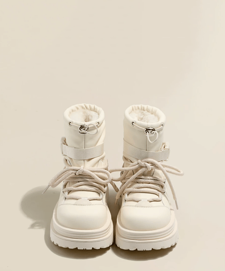 Platform Belted Lace-up Boots / 3colors