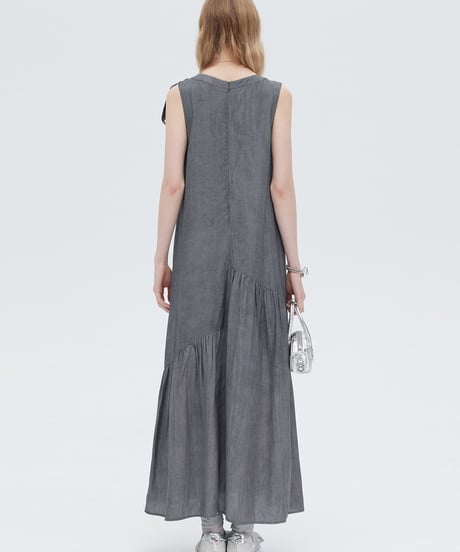 Twill Texture Switch Gather Dress