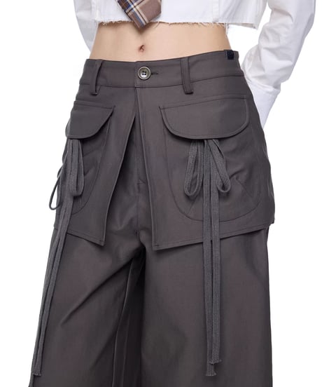 Multi Pocket Wide Cargo Pants / 2colors