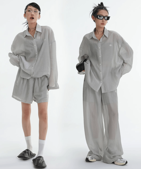 Tencel Sunscreen Long Sleeve Shirt & Pants Setup  / 2colors