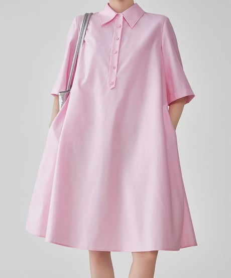 Flowing Pink Doll-Style Shirtdress