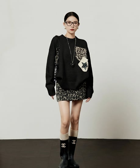 Leopard Pocket Knit / Skirt