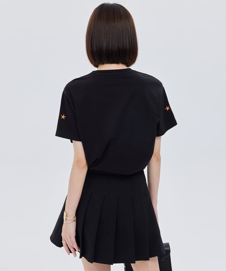 Playful Horse Motif Embroidered Short-Sleeve T-shirt