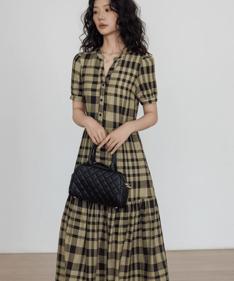 Tiered Check Shirt Dress
