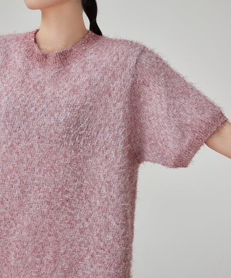 Puff Sleeve Shaggy Knit Mini Dress