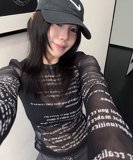 Sheer Lettering Long Sleeve Top / 2colors