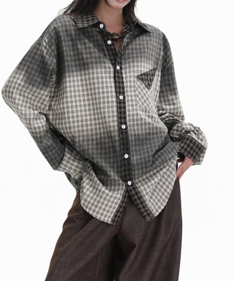 Gradation Plaid Oversized Shirt
