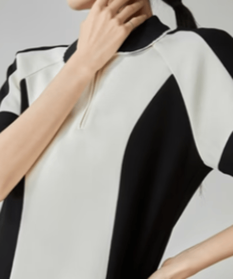 Monochrome Line Polo Dress