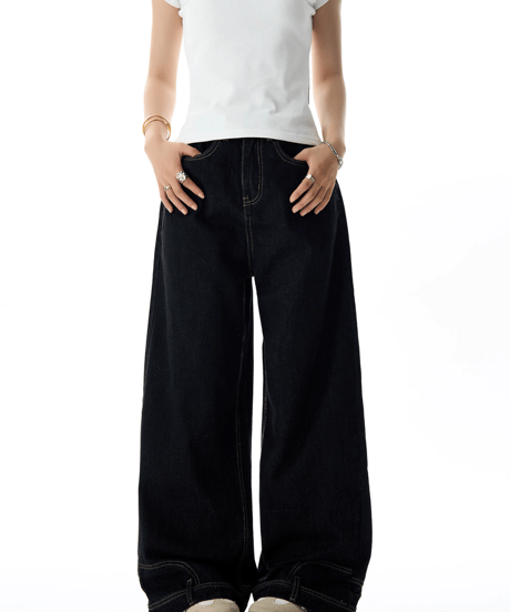 Vintage Washed Wide-Leg Denim Pants  / 2colors