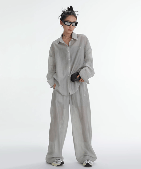 Tencel Sunscreen Long Sleeve Shirt & Pants Setup  / 2colors