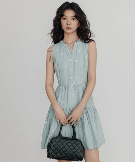 Sleeveless Tiered Shirt Dress  / 3colors