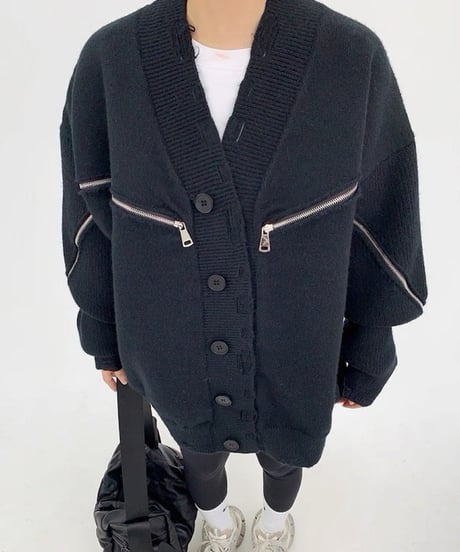 Distressed Edge Oversized Knit Cardigan  / 2colors