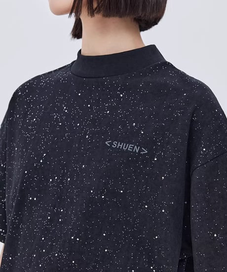 Sequin Mock Neck Short-Sleeve T-Shirt