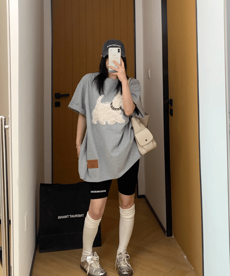 Dog Sagara Embroidery Oversized T-Shirt  / 3colors