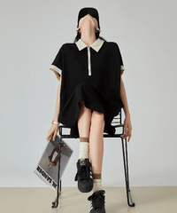 Classic Bicolor Polo Mini Dress