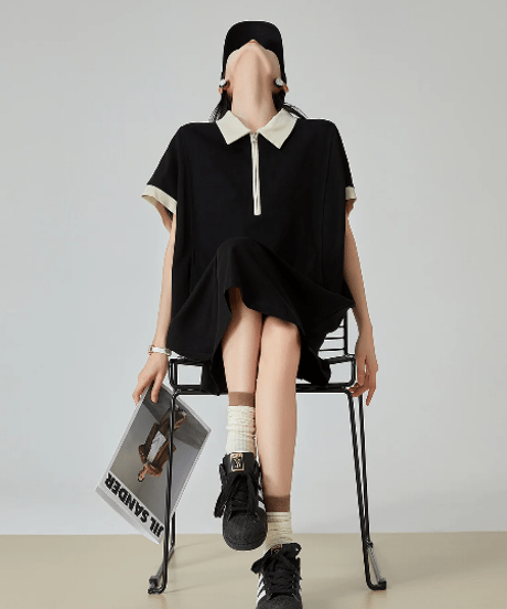 Classic Bicolor Polo Mini Dress