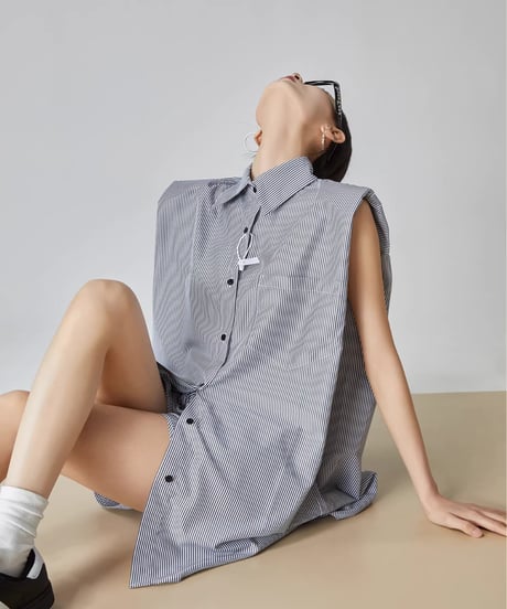 Striped Sleeveless Shirt & Shorts Set