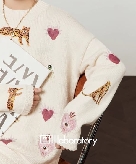 Animal & Heart Embroidered Knit Set / 3colors