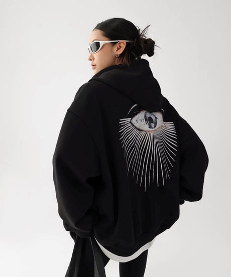 Shadow Eye Oversize Zip Hoodie / 2colors