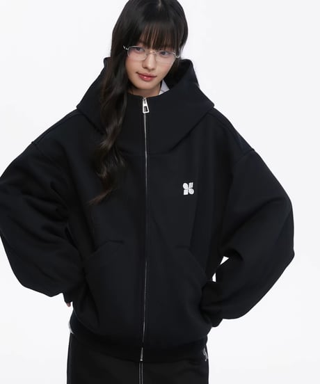 Oversized High Neck Zip Hoodie / 5colors