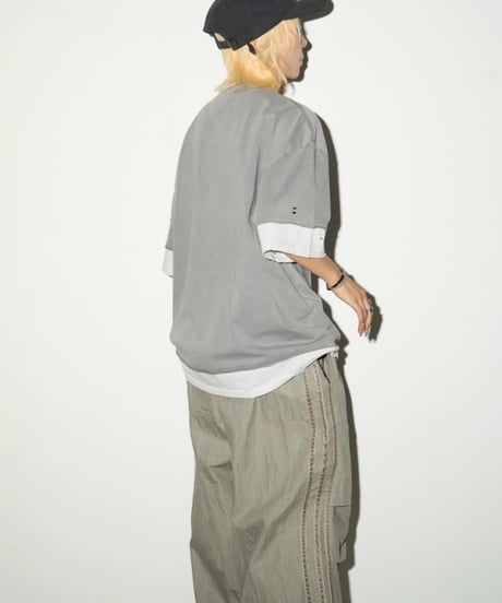 Layered Damage Processed Oversized T-shirt / 2colors