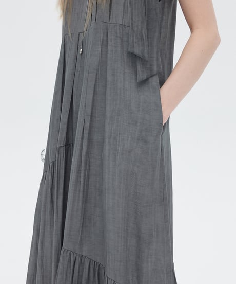 Twill Texture Switch Gather Dress