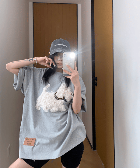 Dog Sagara Embroidery Oversized T-Shirt  / 3colors