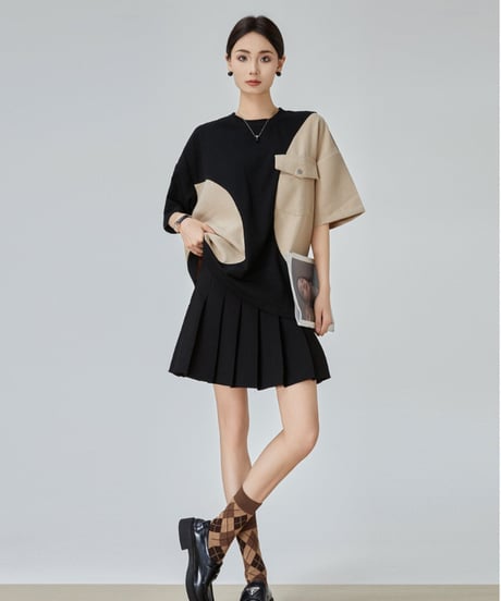 Circular Color-Block Loose Fit T-shirt
