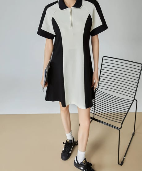 Monochrome Line Polo Dress