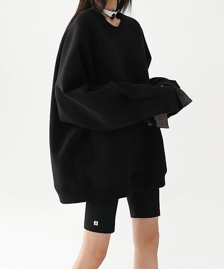 Checkered Cuff Oversized Sweatshirt Pullover  / 2colors